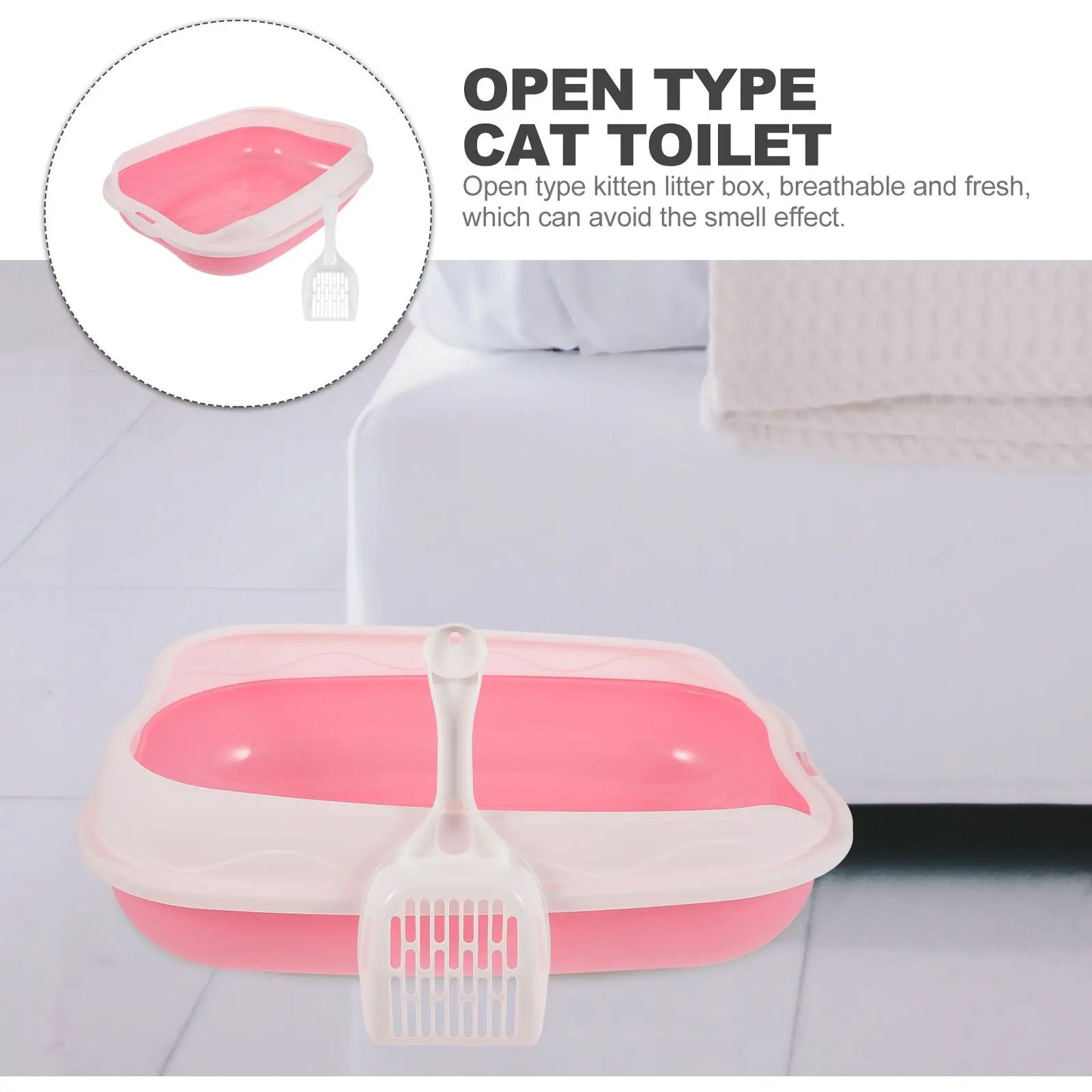Pink Cat Litter Box Kitten Pan Large Capacity Open Type Anti Splash Breathable Fresh Pet Supplies Home Toilets Bathrooms