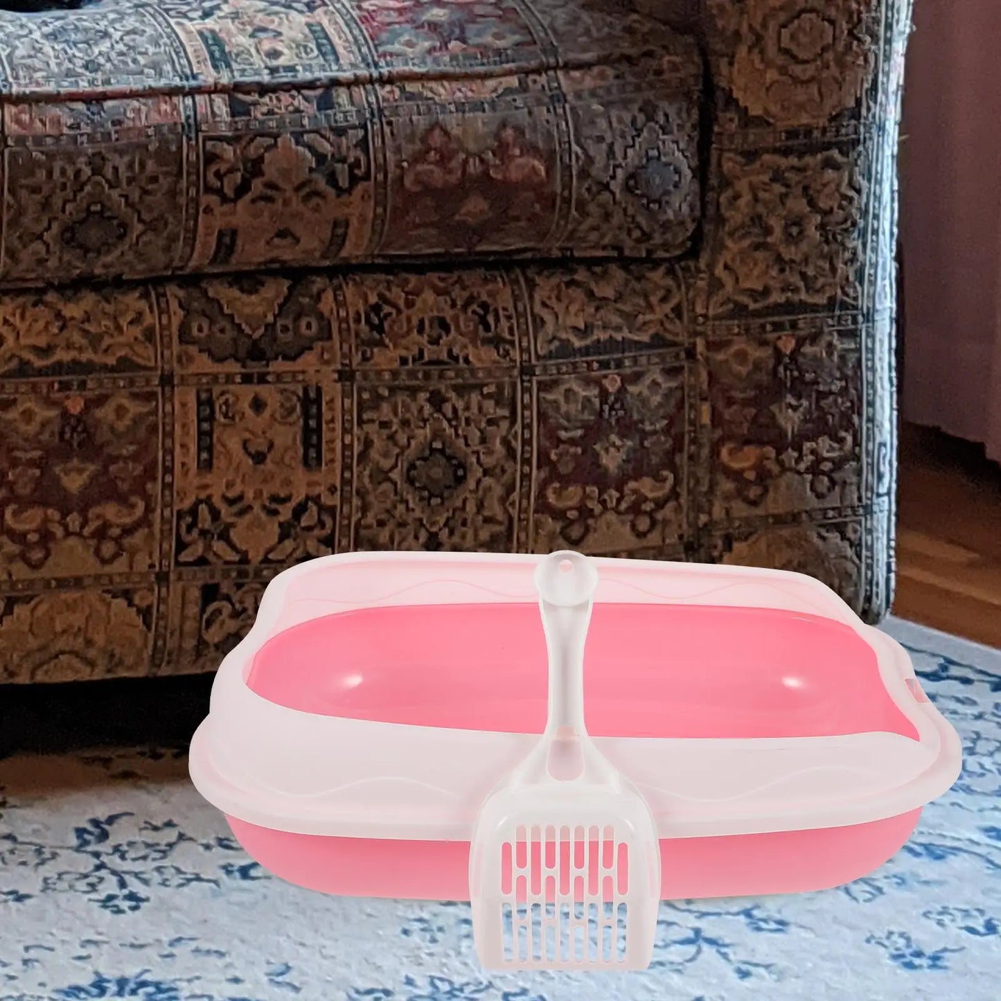 Pink Cat Litter Box Kitten Pan Large Capacity Open Type Anti Splash Breathable Fresh Pet Supplies Home Toilets Bathrooms