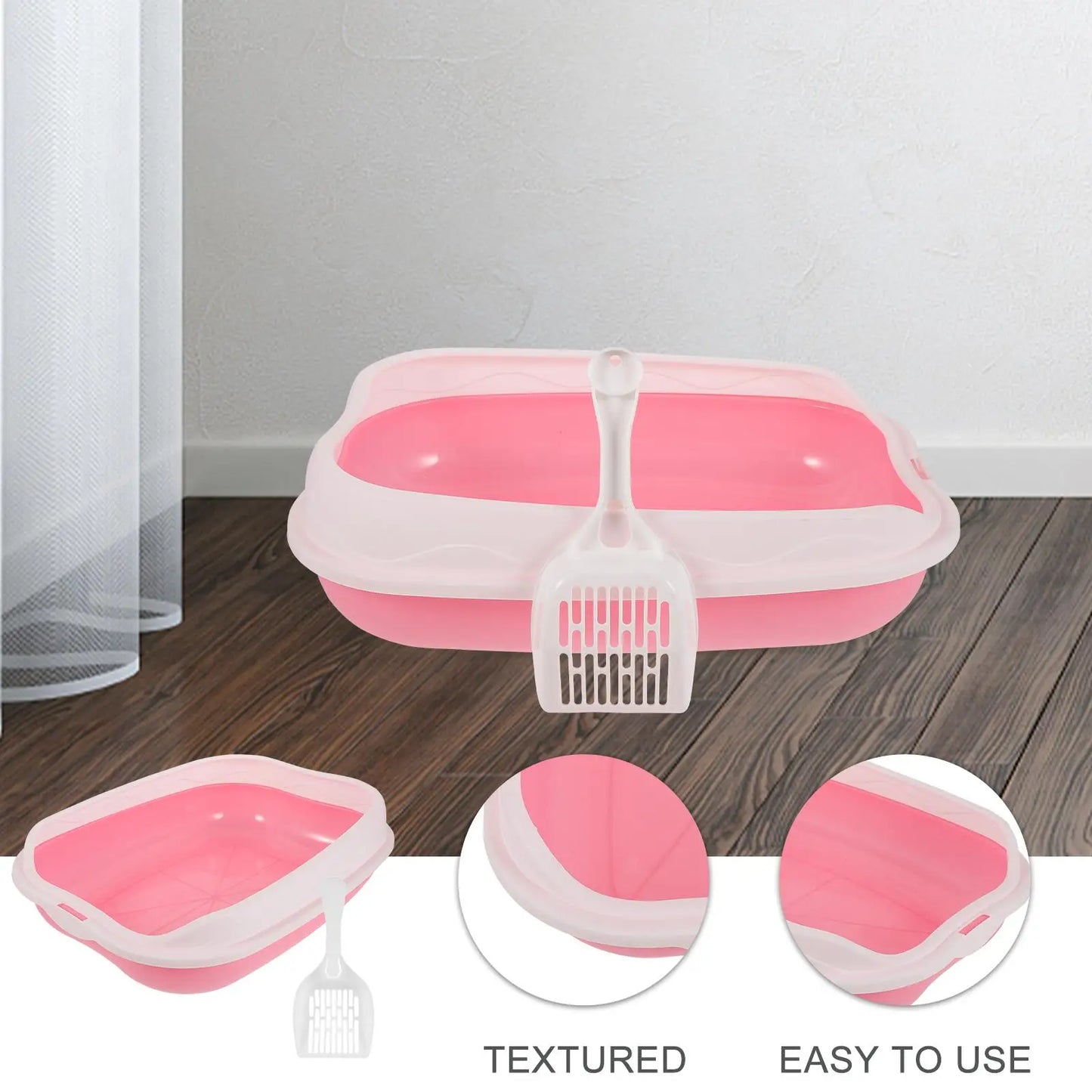 Pink Cat Litter Box Kitten Pan Large Capacity Open Type Anti Splash Breathable Fresh Pet Supplies Home Toilets Bathrooms