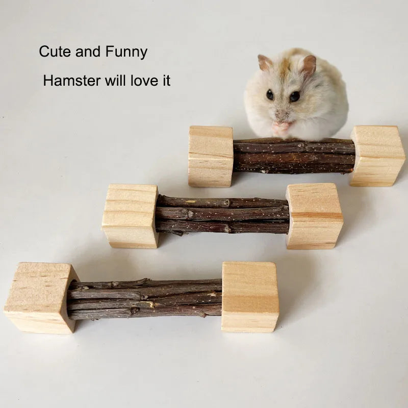 Pet Hamster Toy Natural Apple Tree Branch Teeth Grinding Playing Standing Cage Toy Rabbit Chinchilla Small Animal Supplies New