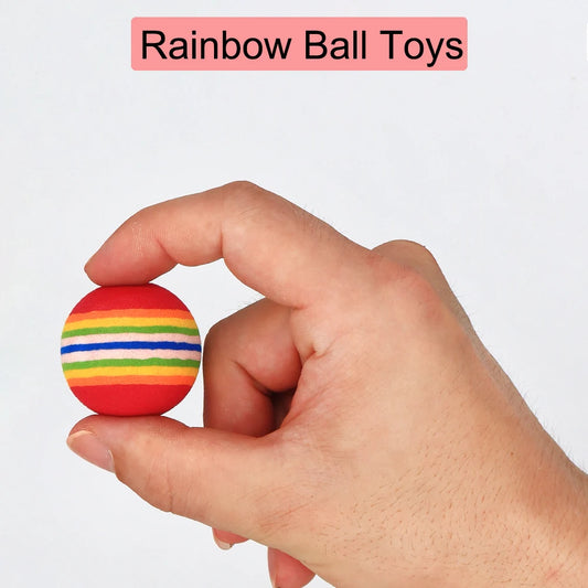 10/24Pcs Cat Toys Balls Rainbow EVA Foam Golf Soft Sponge Balls 36MM Kitten Interactive Play Funny Chewing Toy Pet Supplies
