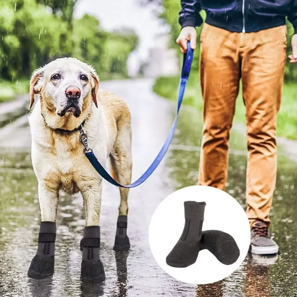 4pcs Pet Supplies Waterproof Pet Socks Shoes Breathable Anti-dirty Dog Shoes Non-slip Dog Paw Protector Winter